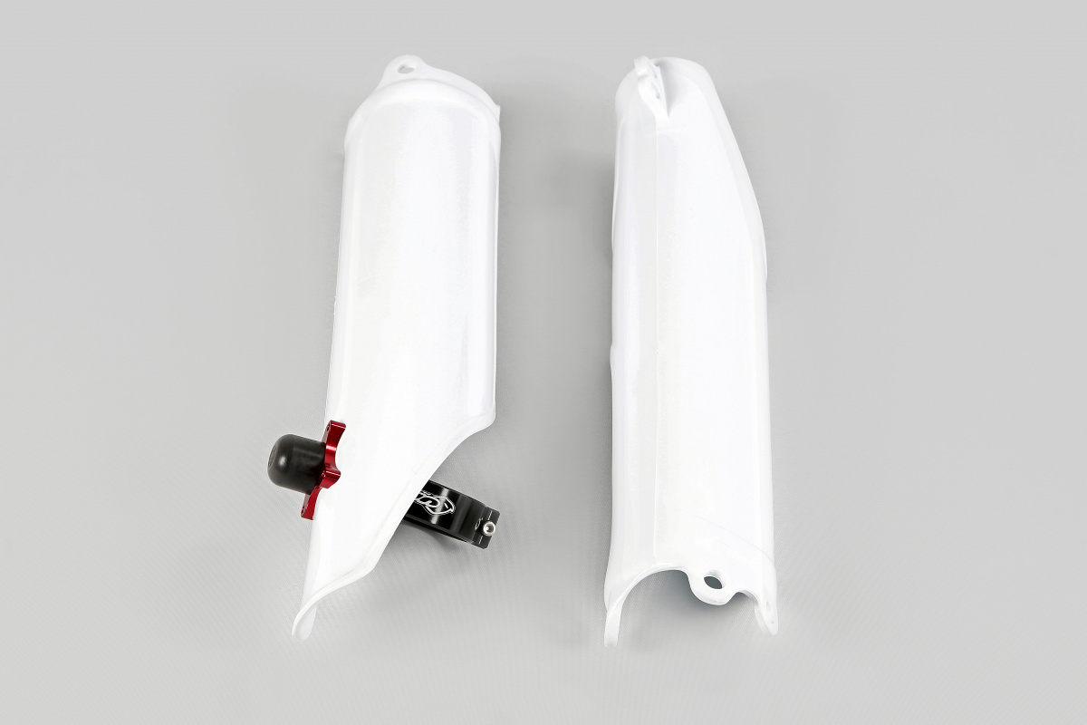 Fork Slider Protector + Quick Starter white for Honda CRF 450R (2013-16) - REPLICA PLASTICS - HO04671-041 - Ufo Plast