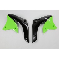 Radiator covers / Black-green - green - Kawasaki - REPLICA PLASTICS - KA03770-026 - UFO Plast