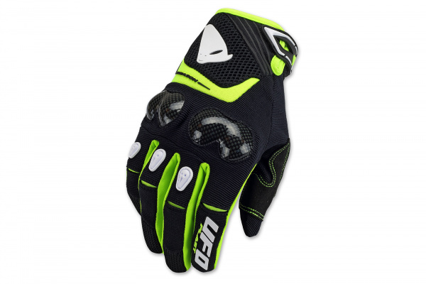 Reason gloves black and neon yellow with carbon knuckle protection - Gloves - GU04420-K - Ufo Plast