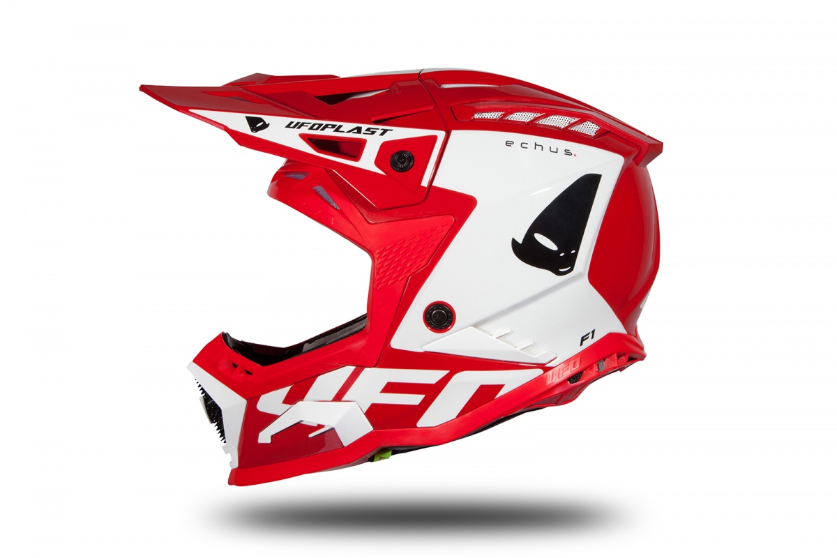 Motocross helmet Echus red and white glossy - Home - HE170 - Ufo Plast