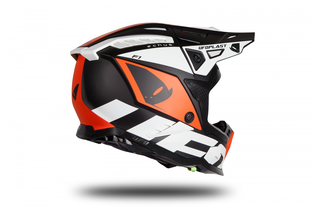 Motocross helmet Echus black, orange and white matt - Home - HE171 - Ufo Plast