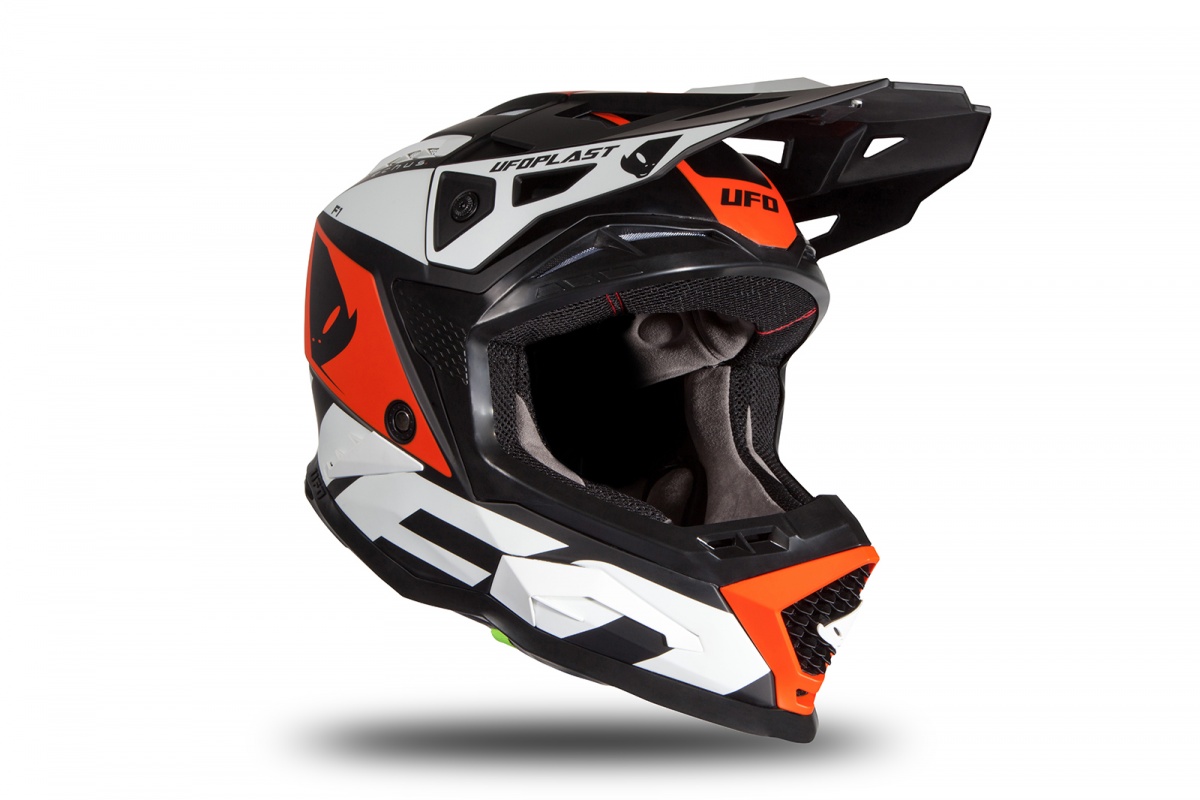 Motocross helmet Echus black, orange and white matt - Home - HE171 - Ufo Plast
