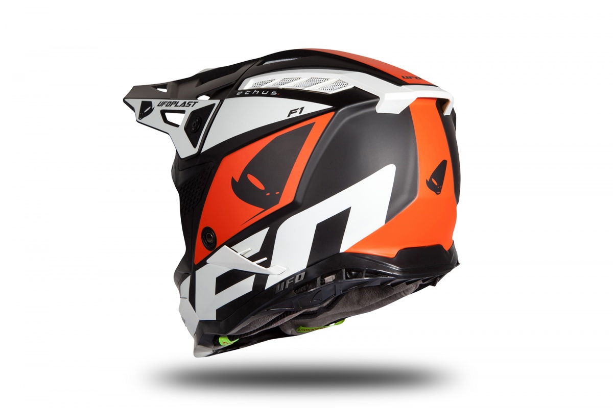 Motocross helmet Echus black, orange and white matt - Home - HE171 - Ufo Plast