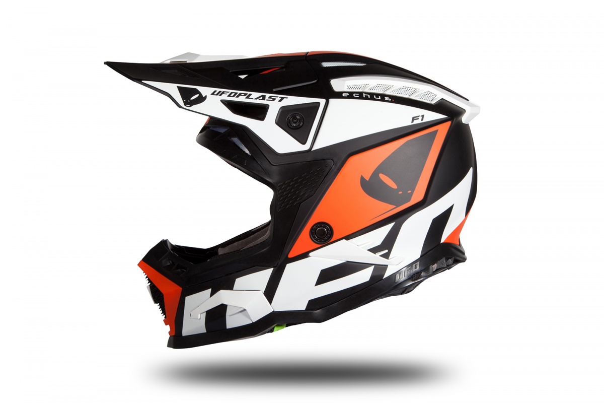 Motocross helmet Echus black, orange and white matt - Home - HE171 - Ufo Plast