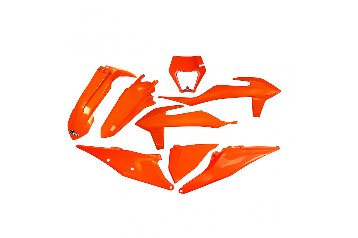 Plastic Kit neon orange for Ktm EXC 125/XC W125 - EXC 150/XC W150 / XC W150TPI - EXC 250/XC W250 - EXC-F 250/XCF W250 - EXC ....