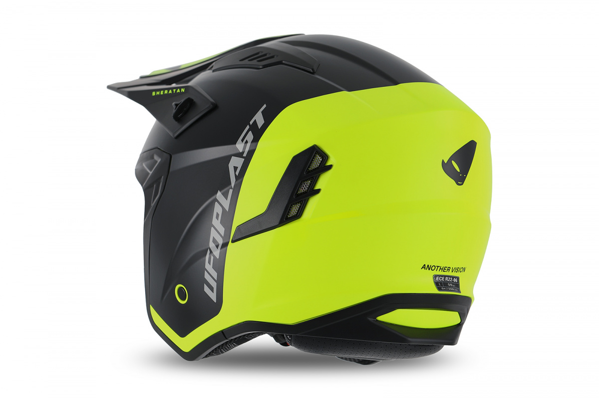 Sheratan cross jet helmet black and neon yellow - Helmets - HE13002-KD - Ufo Plast
