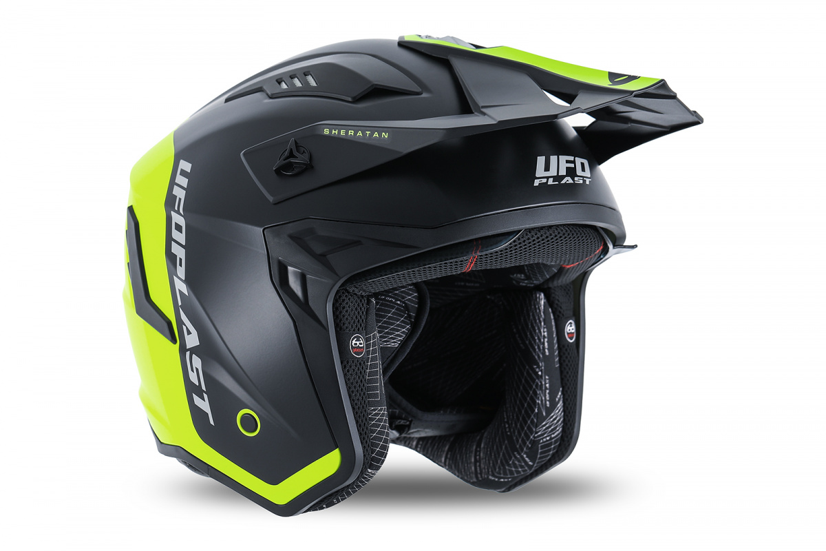 Sheratan cross jet helmet black and neon yellow - Helmets - HE13002-KD - Ufo Plast