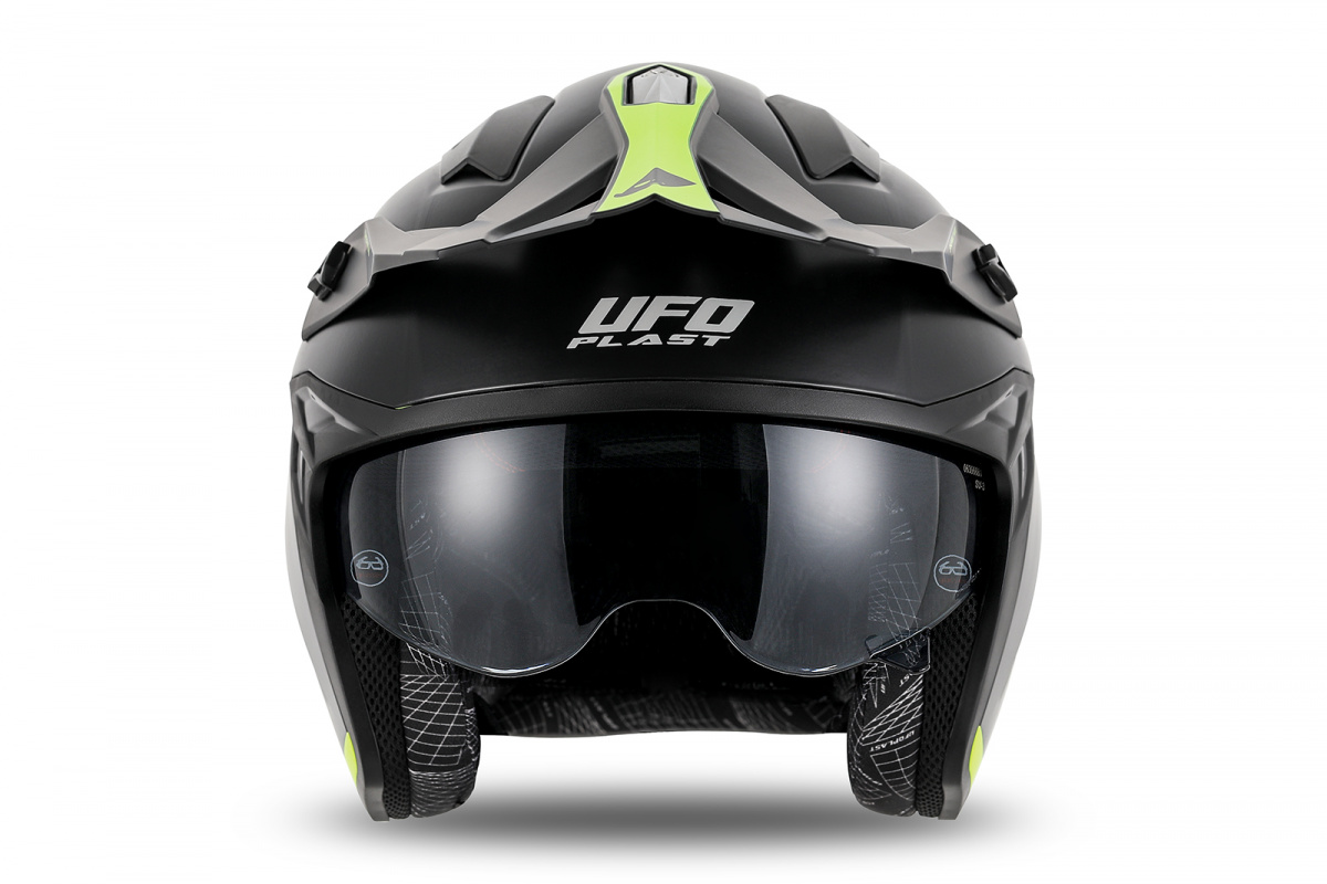 Sheratan cross jet helmet black and neon yellow - Helmets - HE13002-KD - Ufo Plast