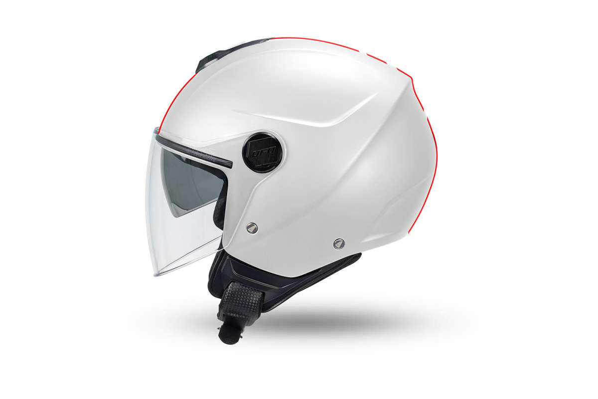 Nixie demijet helmet white and red in Polycarbonate - Helmets - HE13005-WB - Ufo Plast