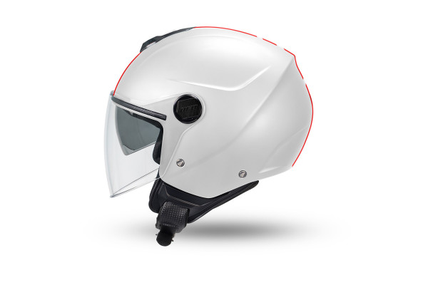 Nixie demijet helmet white and red in Polycarbonate - Helmets - HE13005-WB - Ufo Plast