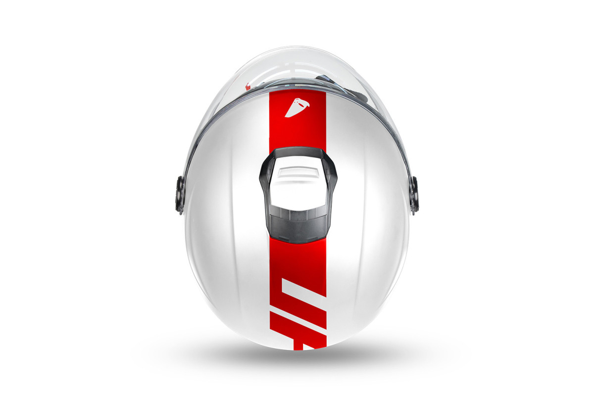 Nixie demijet helmet white and red in Polycarbonate - Helmets - HE13005-WB - Ufo Plast