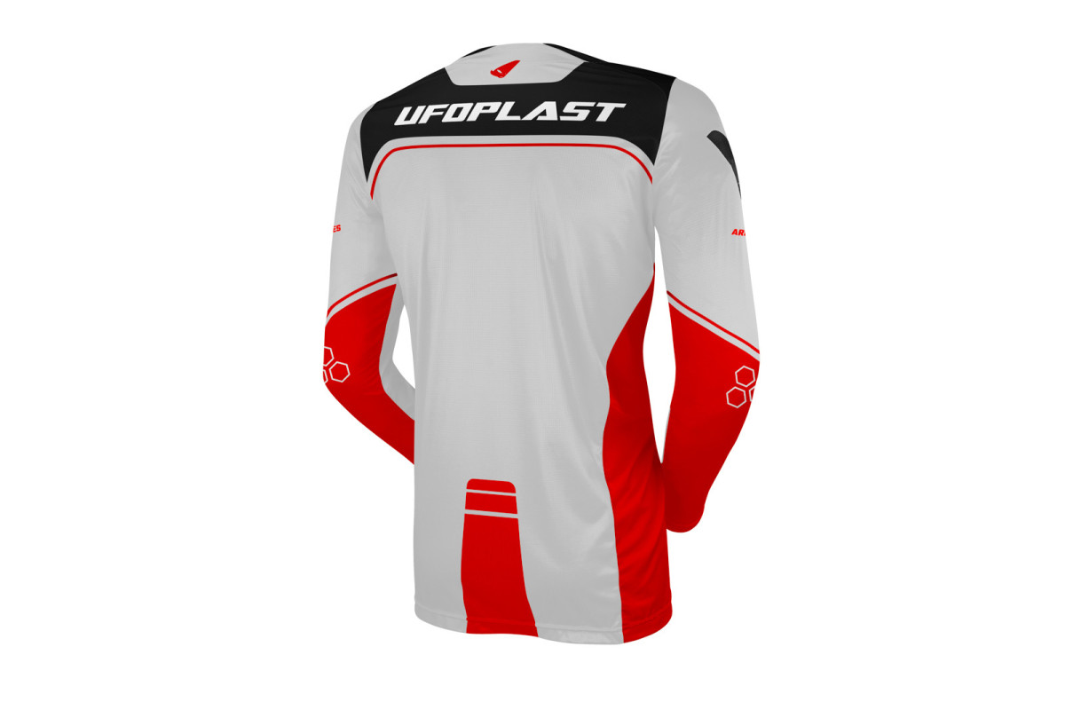Motocross Ares jersey for kids grey and red - CLOTHING - JE13007-EB - Ufo Plast