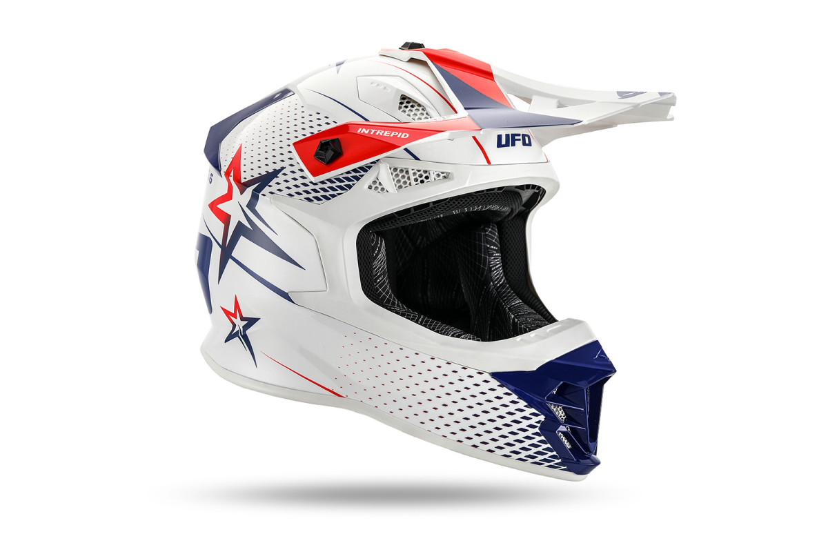 Intrepid Motocross Helmet white, blue, red - Helmets - HE13401-WB - Ufo Plast
