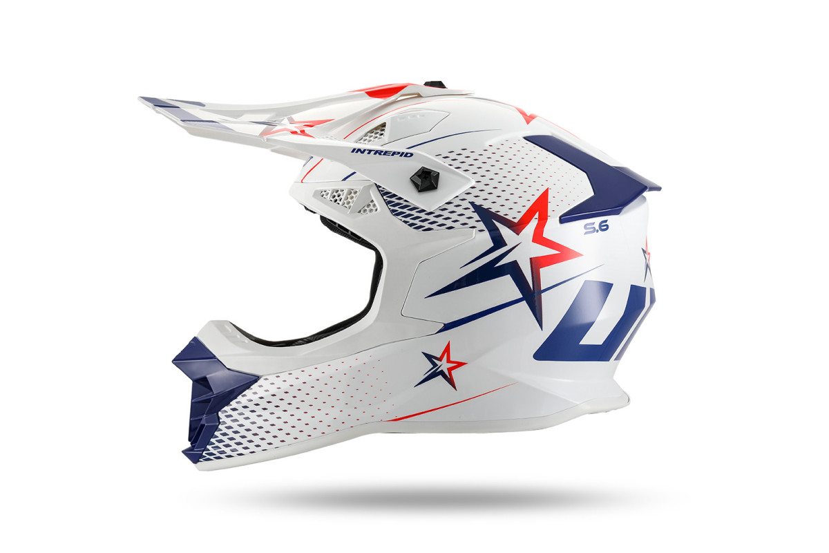 Intrepid Motocross Helmet white, blue, red - Helmets - HE13401-WB - Ufo Plast