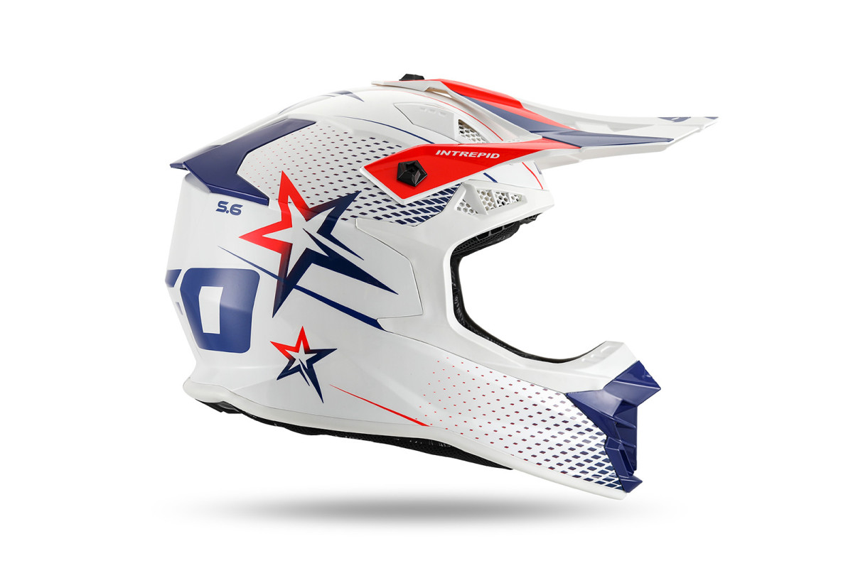 Intrepid Motocross Helmet white, blue, red - Helmets - HE13401-WB - Ufo Plast
