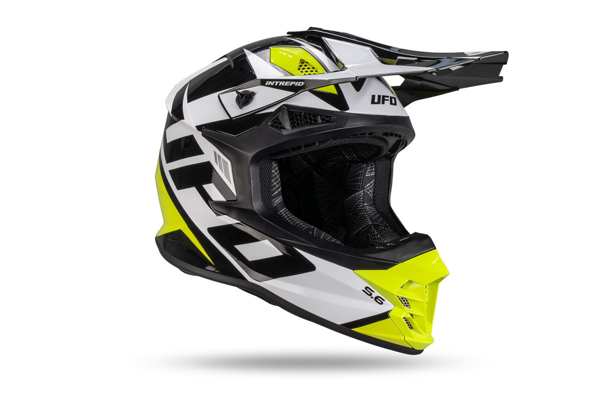 Intrepid Motocross Helmet white, black, neon yellow - Helmets - HE13401-WK - Ufo Plast
