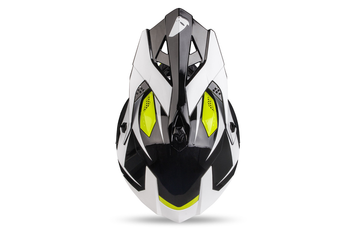 Intrepid Motocross Helmet white, black, neon yellow - Helmets - HE13401-WK - Ufo Plast