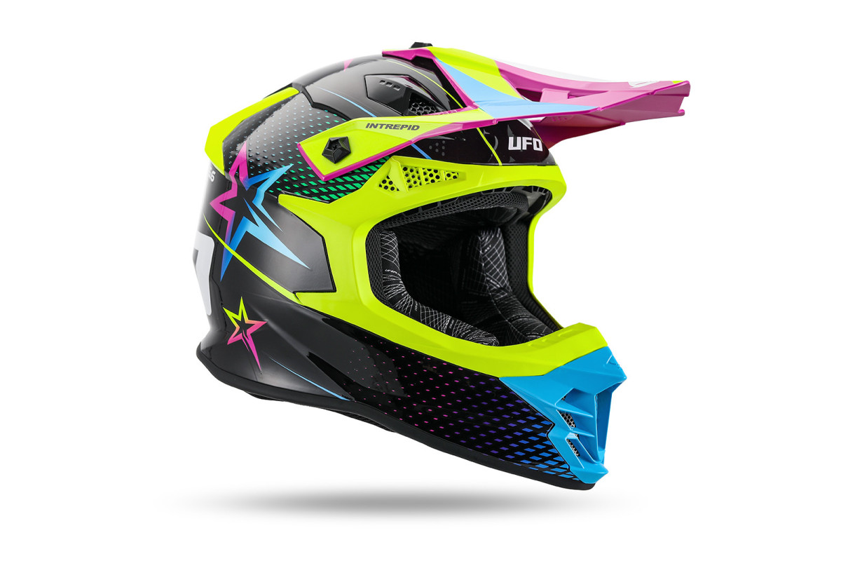 Intrepid Motocross Helmet neon yellow, light blue, purple - Helmets - HE13401-KC - Ufo Plast