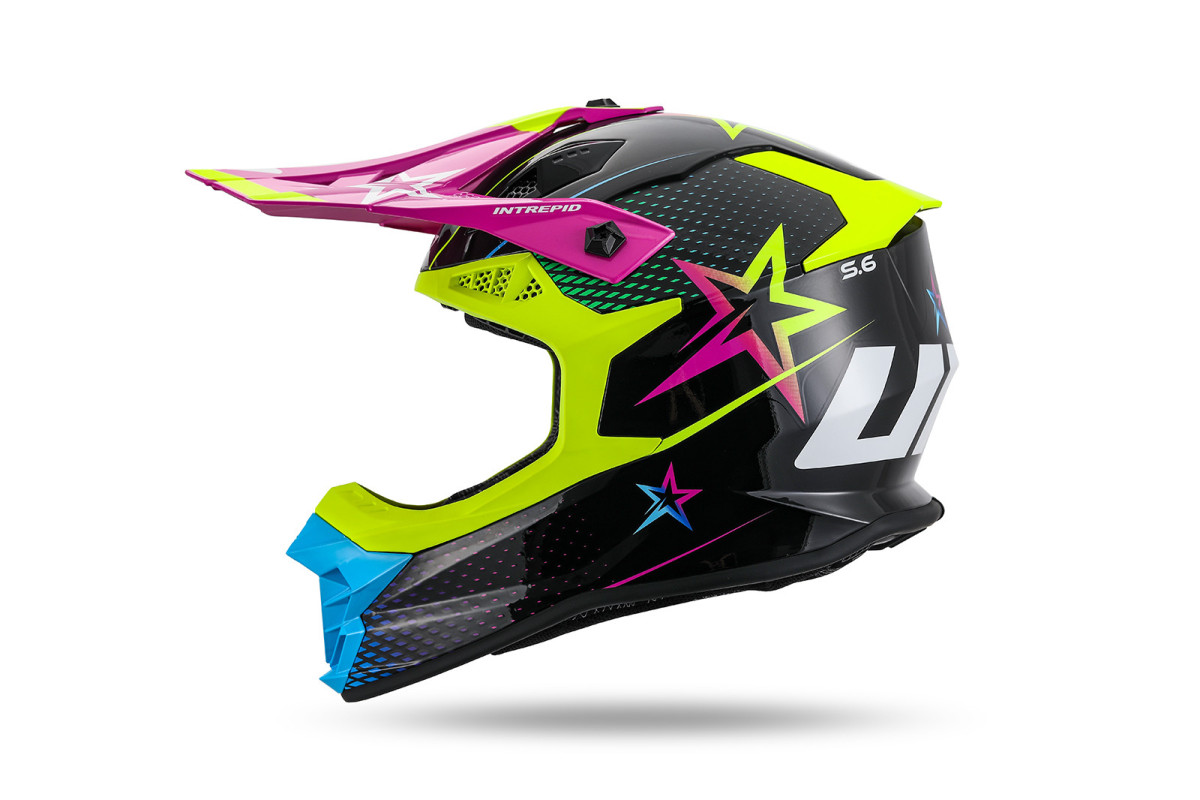 Intrepid Motocross Helmet neon yellow, light blue, purple - Helmets - HE13401-KC - Ufo Plast