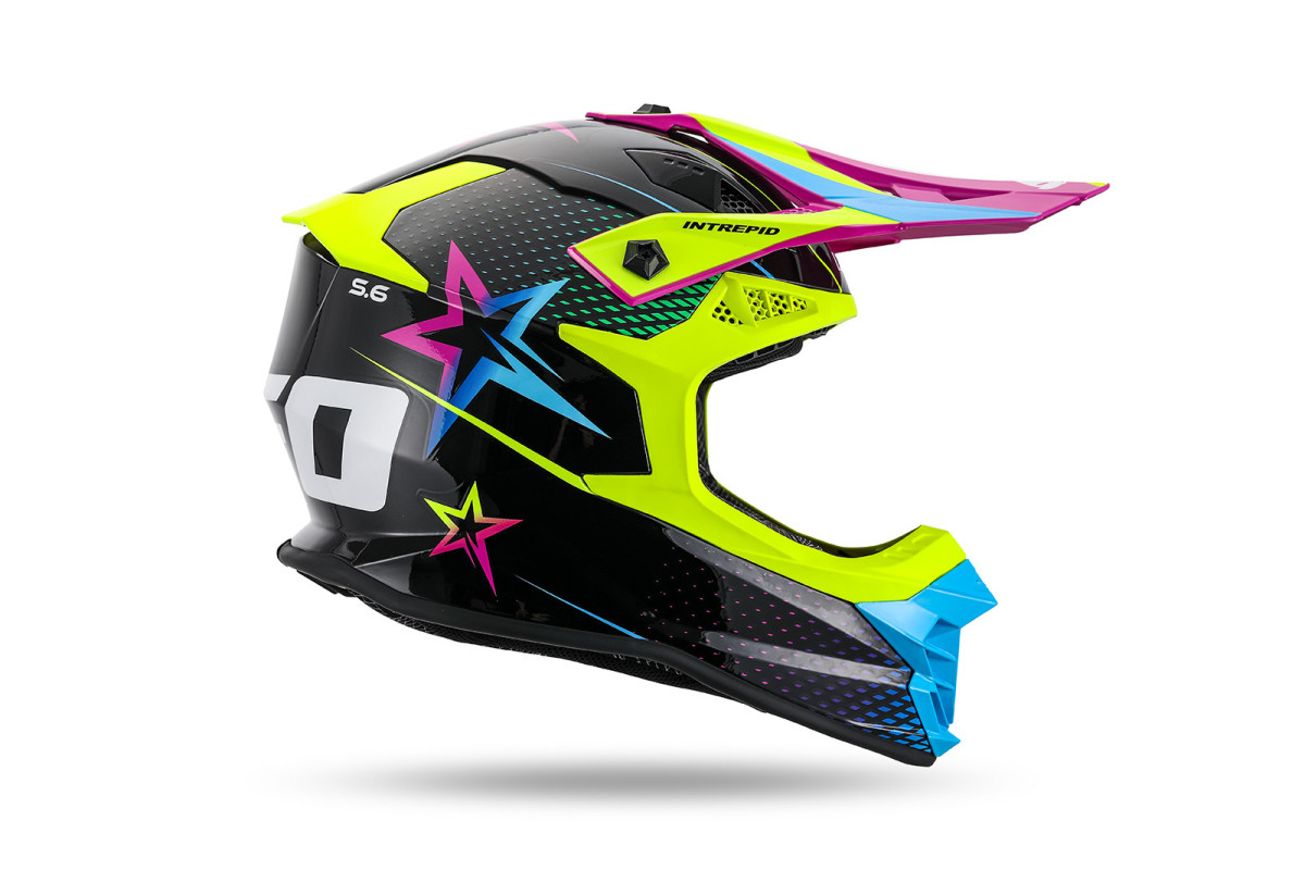 Intrepid Motocross Helmet neon yellow, light blue, purple - Helmets - HE13401-KC - Ufo Plast