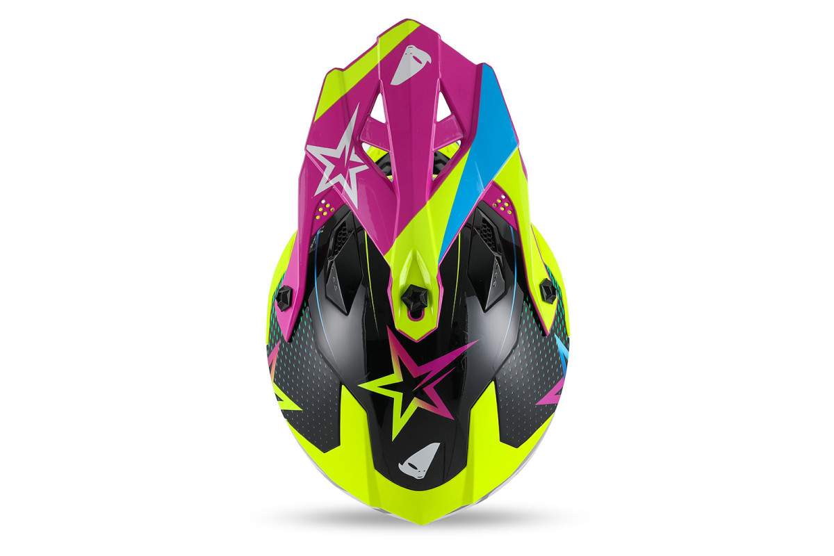 Intrepid Motocross Helmet neon yellow, light blue, purple - Helmets - HE13401-KC - Ufo Plast