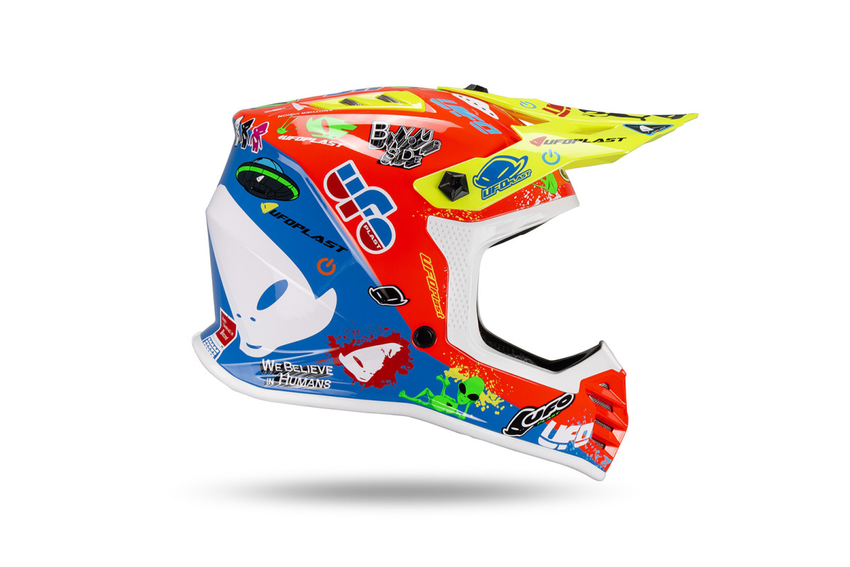 Motocross helmet for kids Korey yellow, red and blue - Helmets - HE13600-BU - Ufo Plast