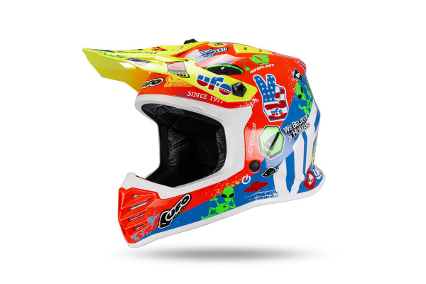 Motocross helmet for kids Korey yellow, red and blue - Helmets - HE13600-BU - Ufo Plast
