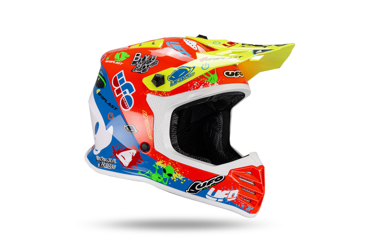 Motocross helmet for kids Korey yellow, red and blue - Helmets - HE13600-BU - Ufo Plast