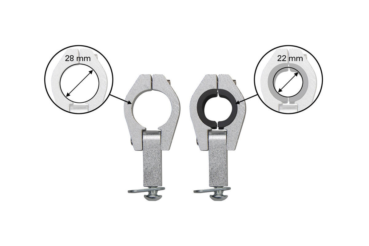 Aluminium mounting kit for Ø 22 & 28 mm Handlebar - Ufo Plast